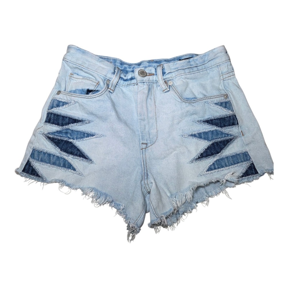 BLANKNYC The Barrow High Rise Distressed Denim Shorts Cutout‎ Light Wash Size 25